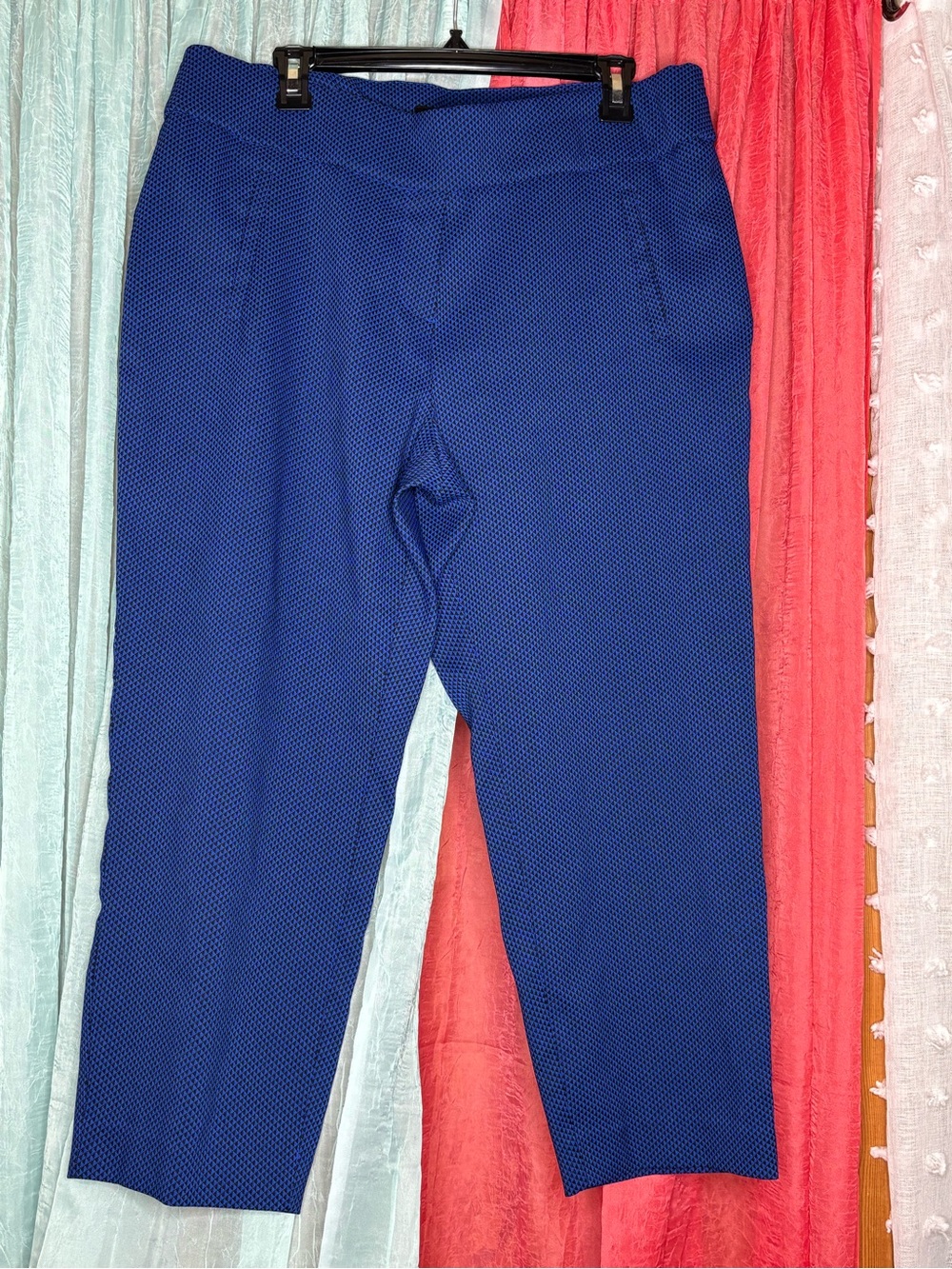 Women's Textured Ankle Pants - Royal Blue/black